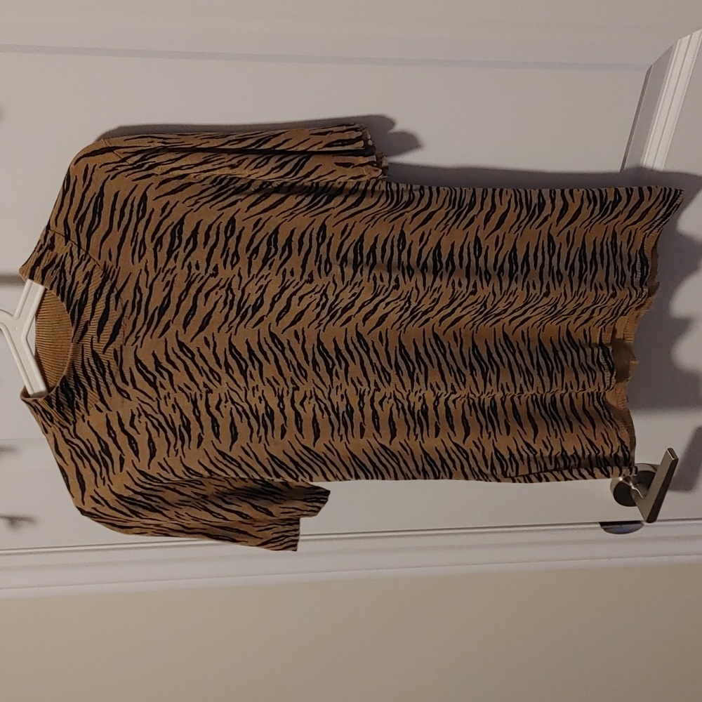 Nina Charles For Casper US S Leopard Print 100% Silk Blouse - Vintage